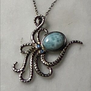 925 Larimar Octopus Pendant with Chain